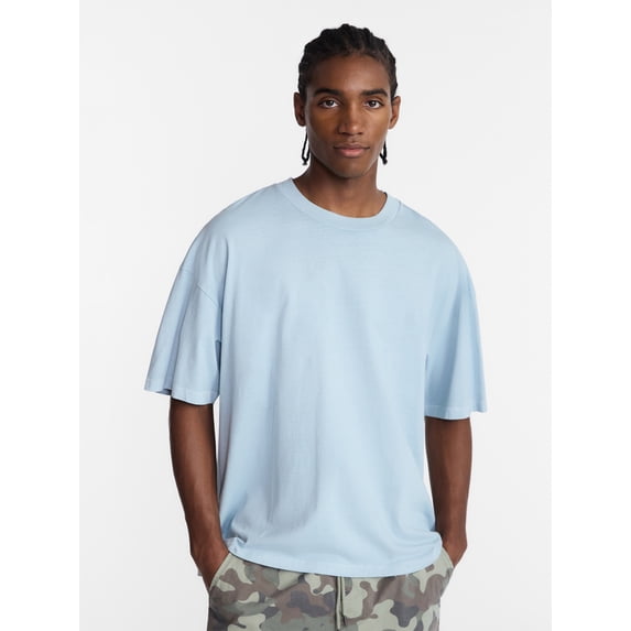 No Boundaries Men's Oversized Boxy Tee with Short Sleeves, XS-4XLT