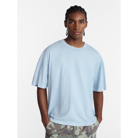 No Boundaries Men's Oversized Boxy Tee with Short Sleeves, XS-4XLT