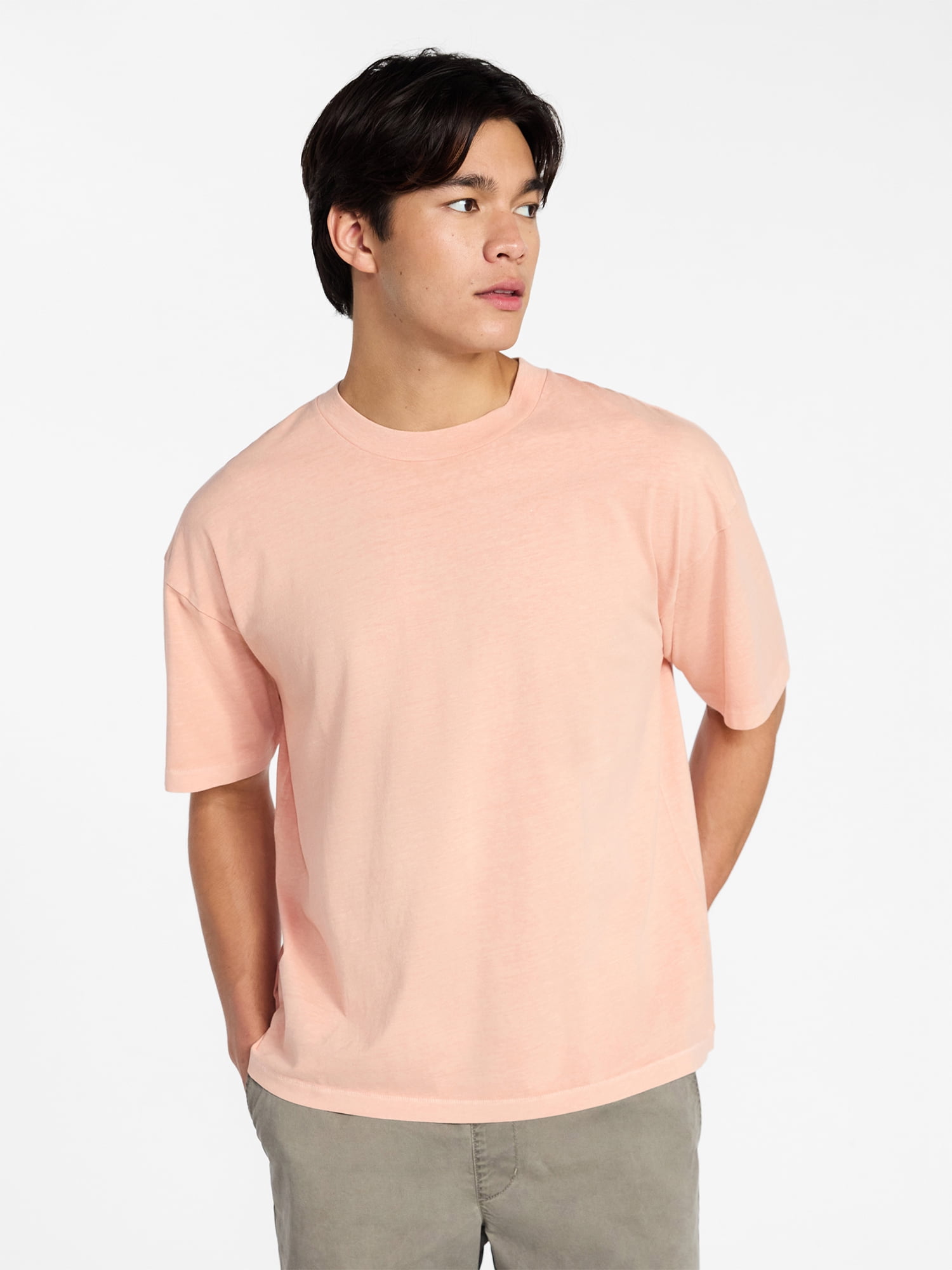 No Boundaries Men's Oversized Boxy Tee with Short Sleeves, XS-4XLT