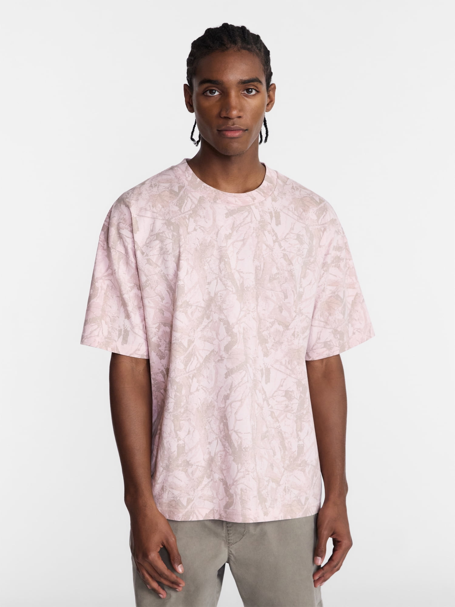 No Boundaries Men's Oversized Boxy Tee with Short Sleeves, XS-4XLT