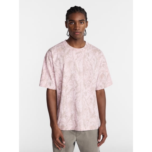 No Boundaries Men's Oversized Boxy Tee with Short Sleeves, XS-4XLT