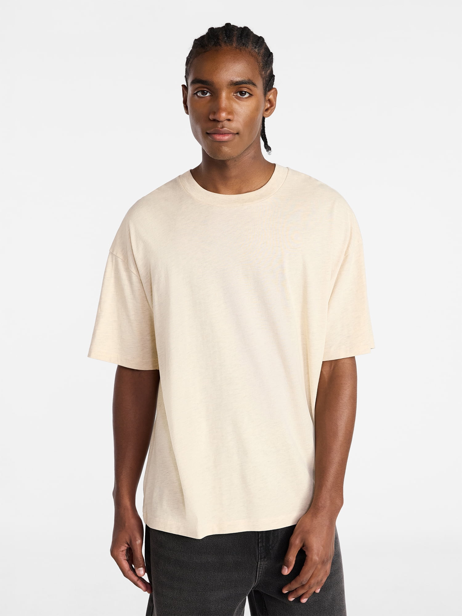 No Boundaries Men's Oversized Boxy Tee with Short Sleeves, XS-4XLT