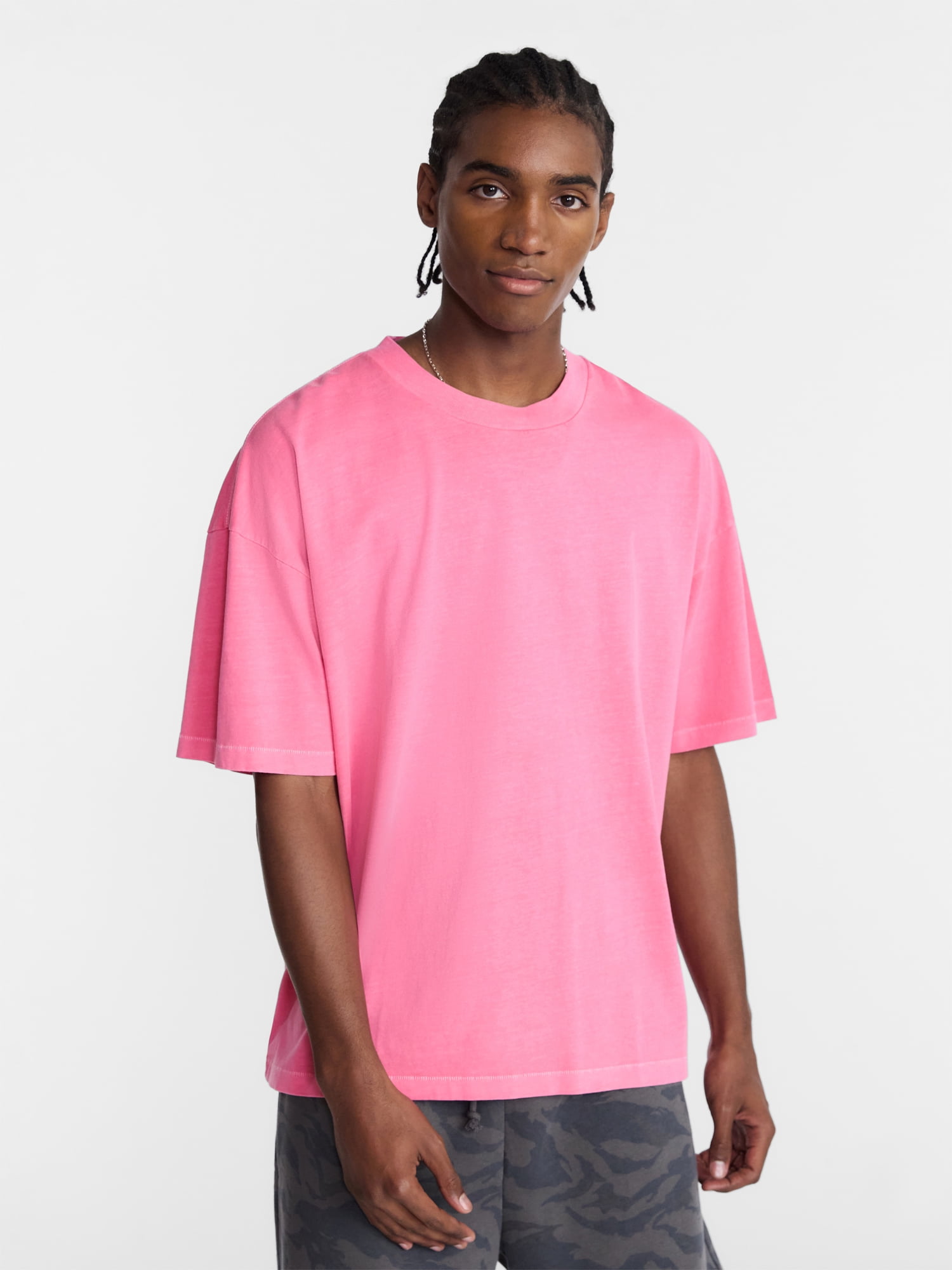 No Boundaries Men's Oversized Boxy Tee with Short Sleeves, XS-4XLT