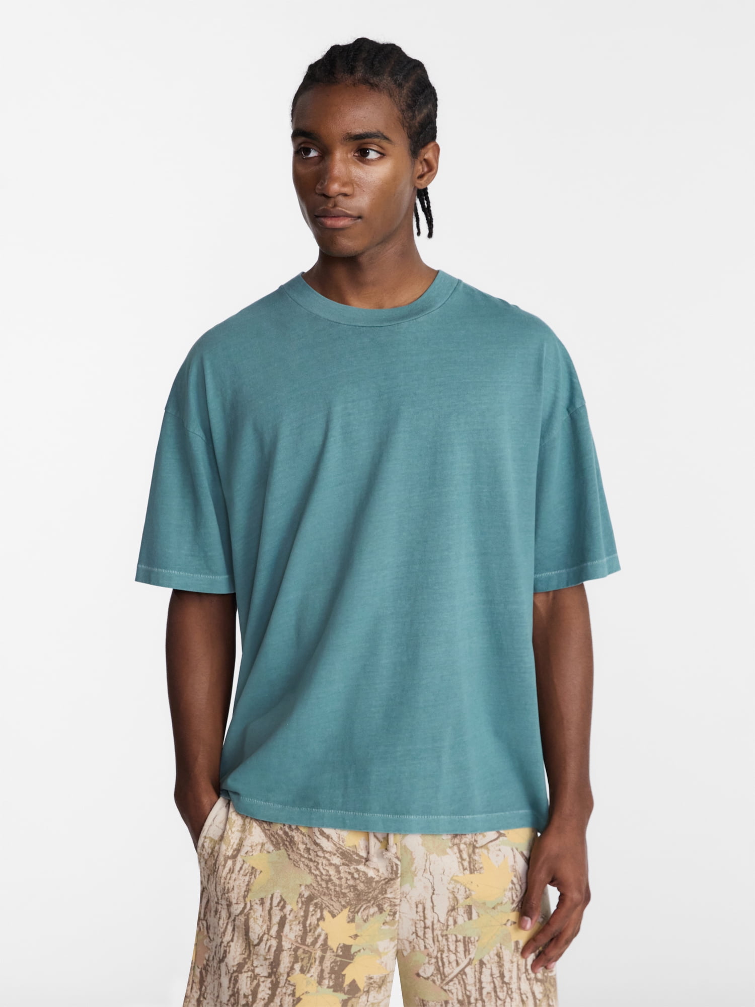 No Boundaries Men's Oversized Boxy Tee with Short Sleeves, XS-4XLT