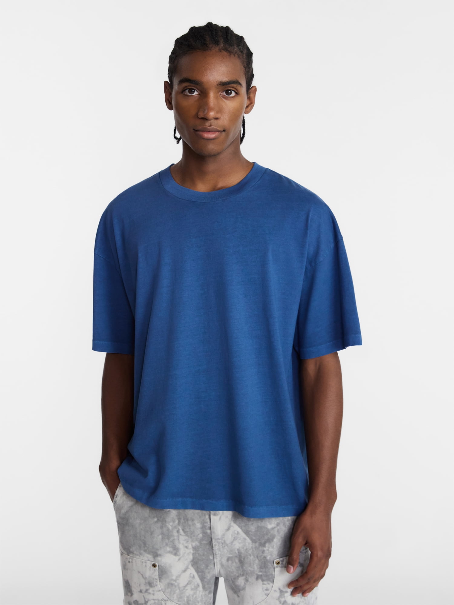 No Boundaries Men's Oversized Boxy Tee with Short Sleeves, XS-4XLT
