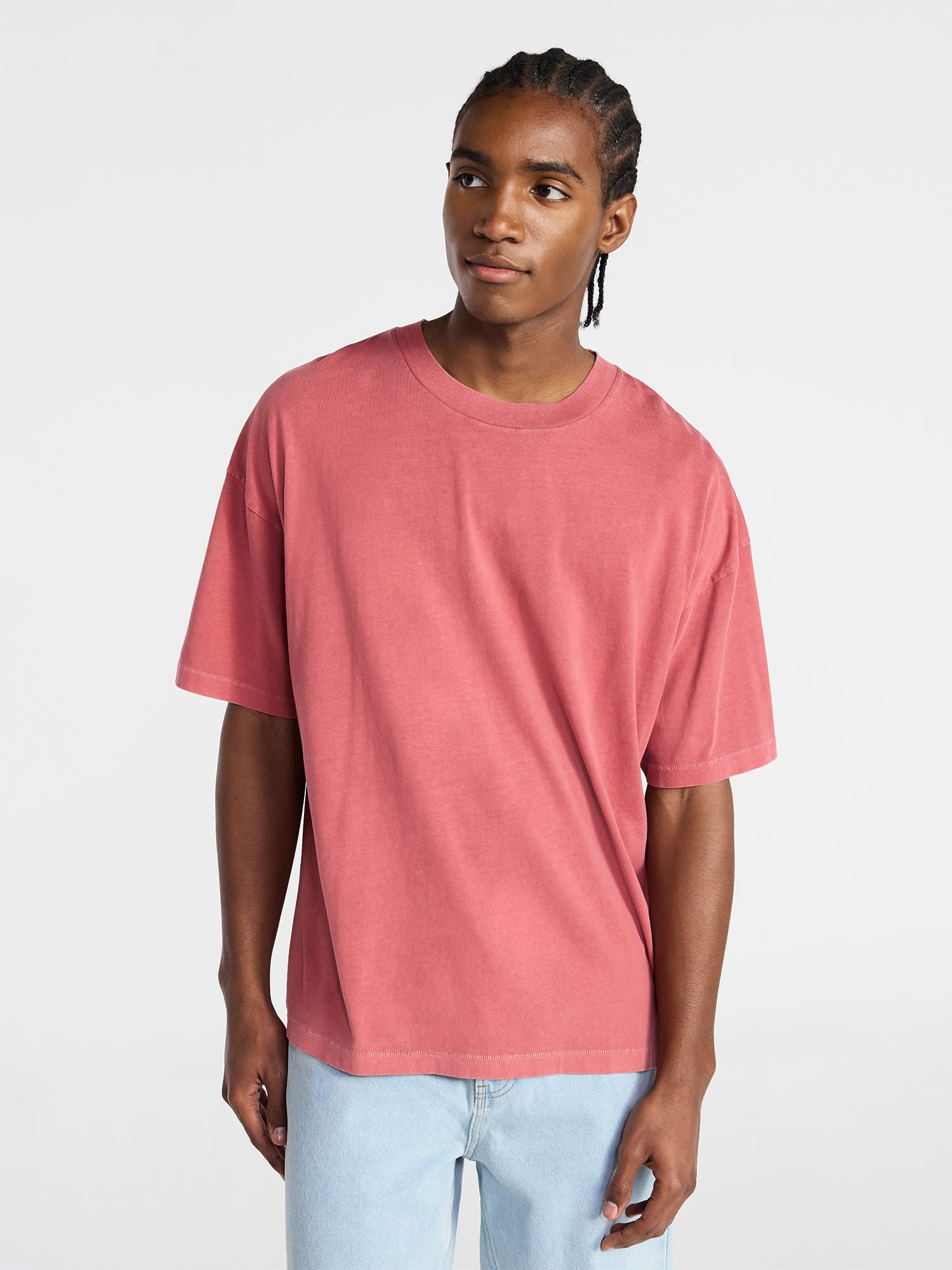 No Boundaries Men's Oversized Boxy Tee with Short Sleeves, XS-4XLT