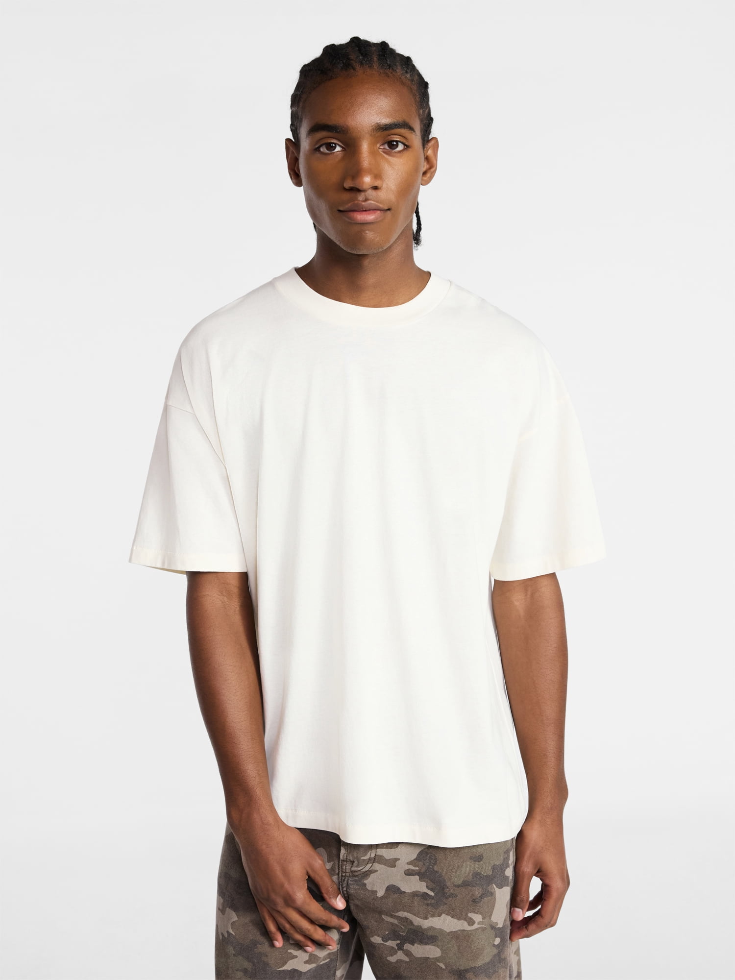 No Boundaries Men's Oversized Boxy Tee with Short Sleeves, XS-4XLT