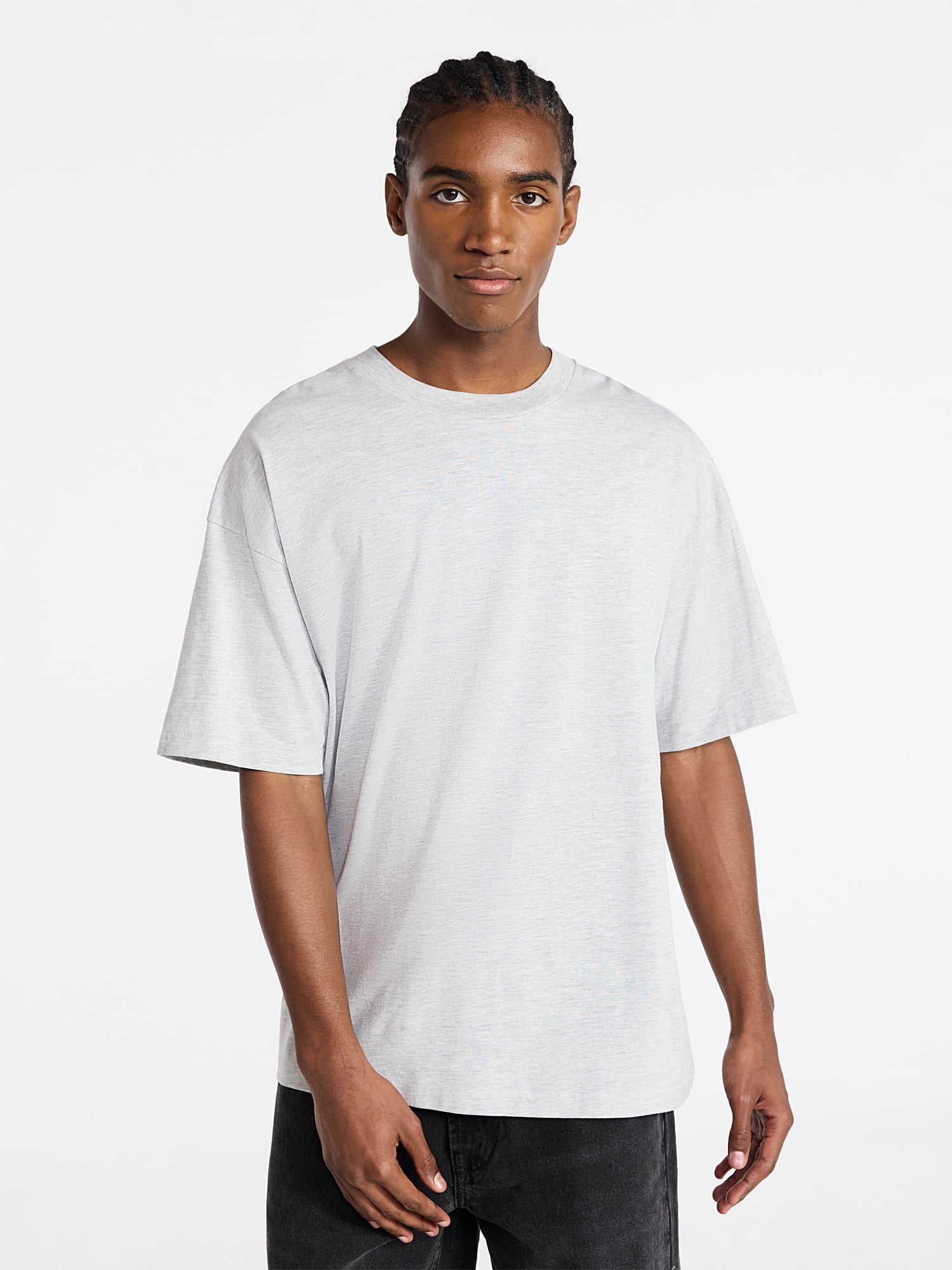 No Boundaries Men's Oversized Boxy Tee with Short Sleeves, XS-4XLT