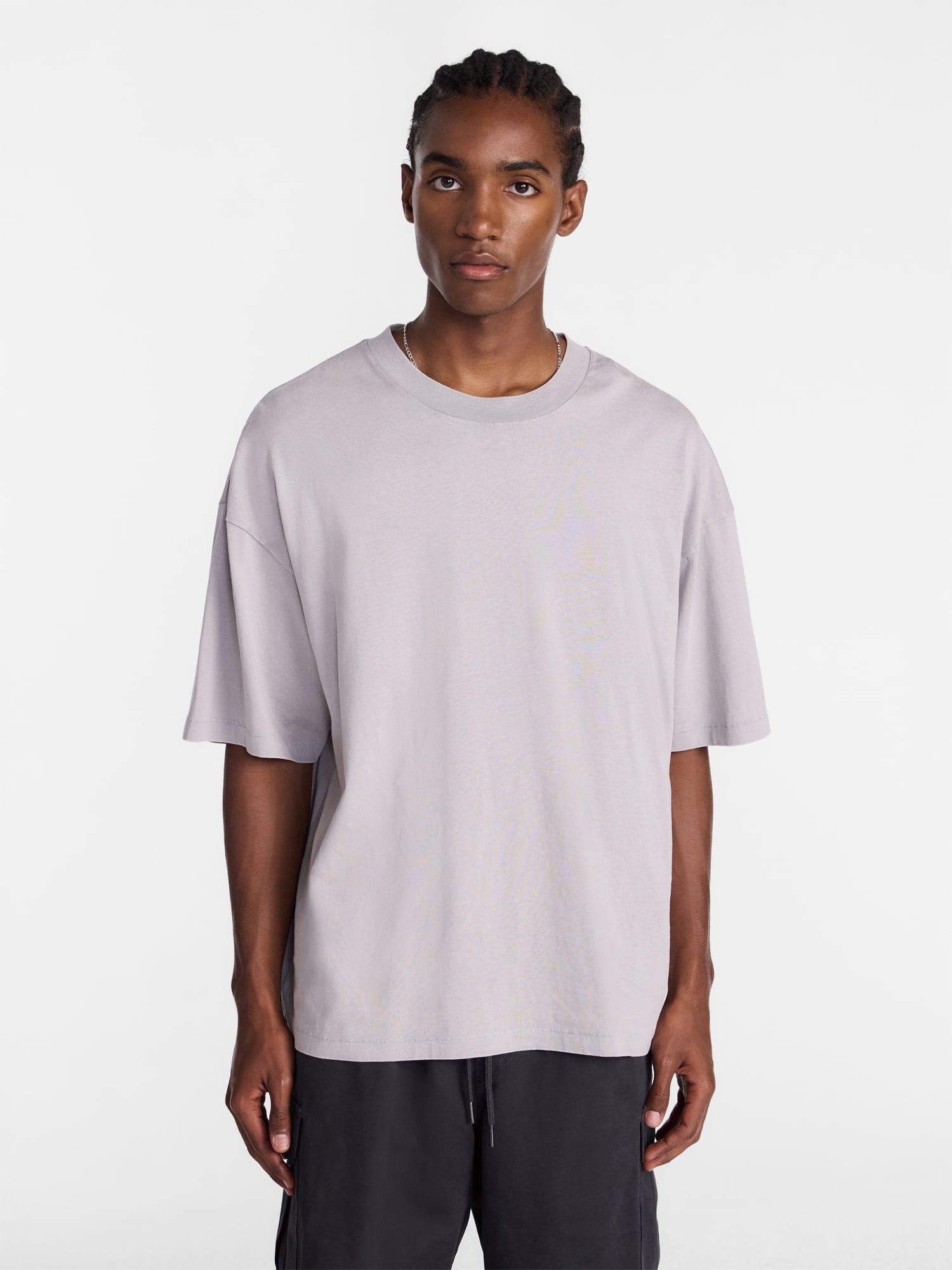 No Boundaries Men's Oversized Boxy Tee Shirt with Short Sleeves, XS-4XLT