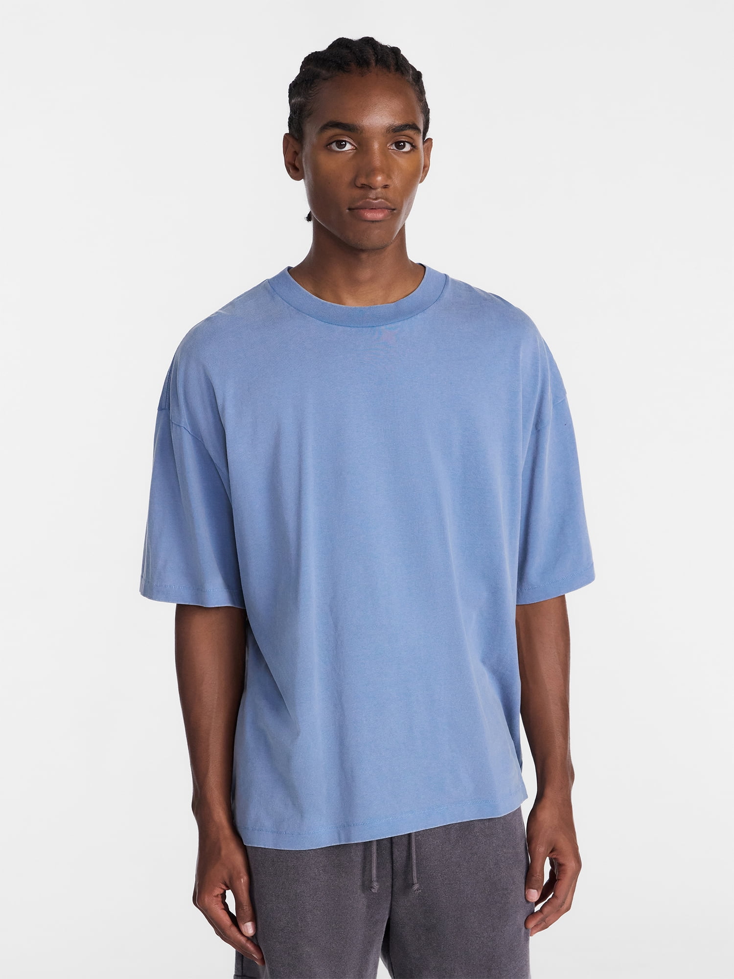 No Boundaries Men's Oversized Boxy Tee Shirt with Short Sleeves, XS-4XLT