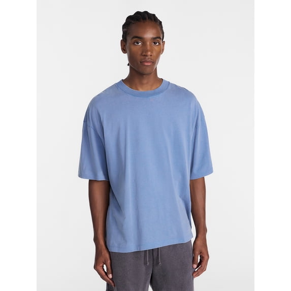 No Boundaries Men's Oversized Boxy Tee Shirt with Short Sleeves, XS-4XLT