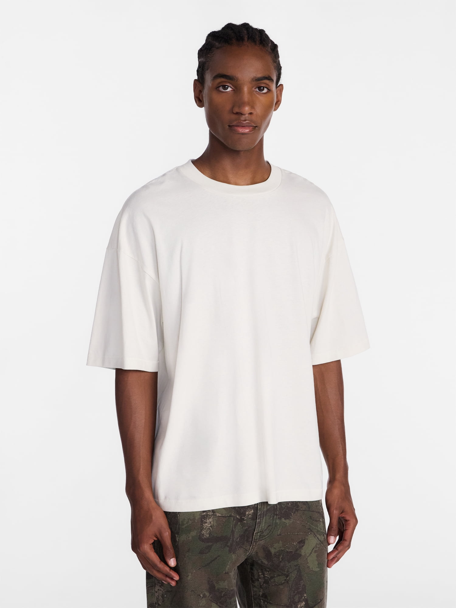 No Boundaries Men's Oversized Boxy Tee Shirt with Short Sleeves, XS-4XLT