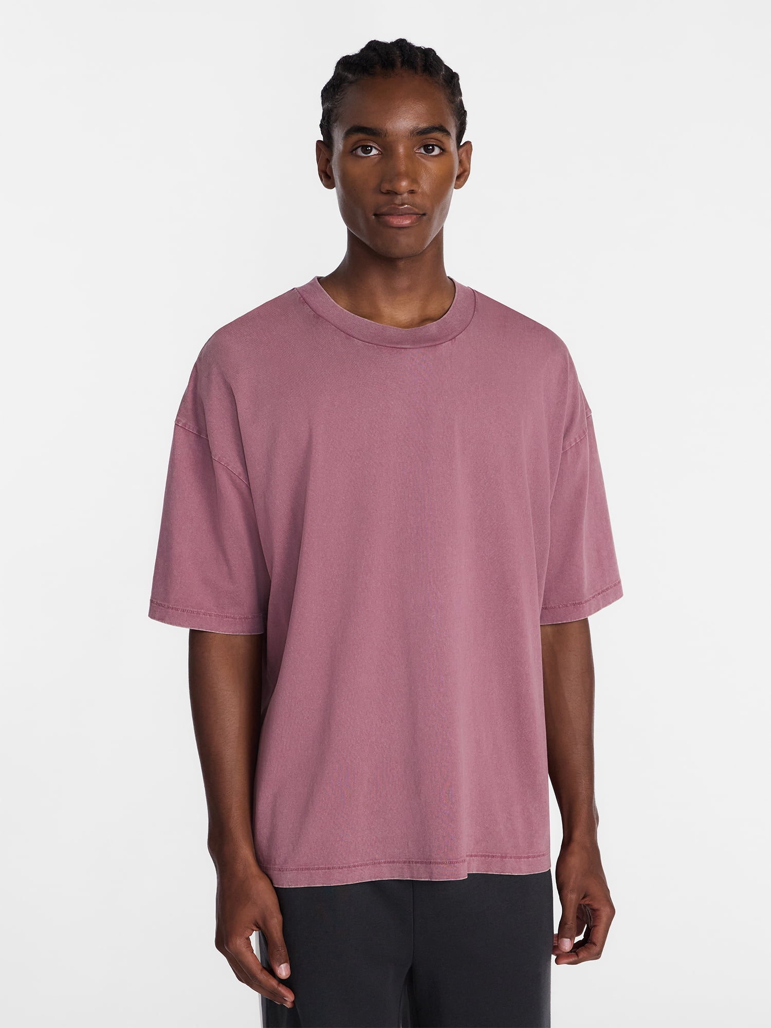 No Boundaries Men's Oversized Boxy Tee Shirt with Short Sleeves, XS-4XLT