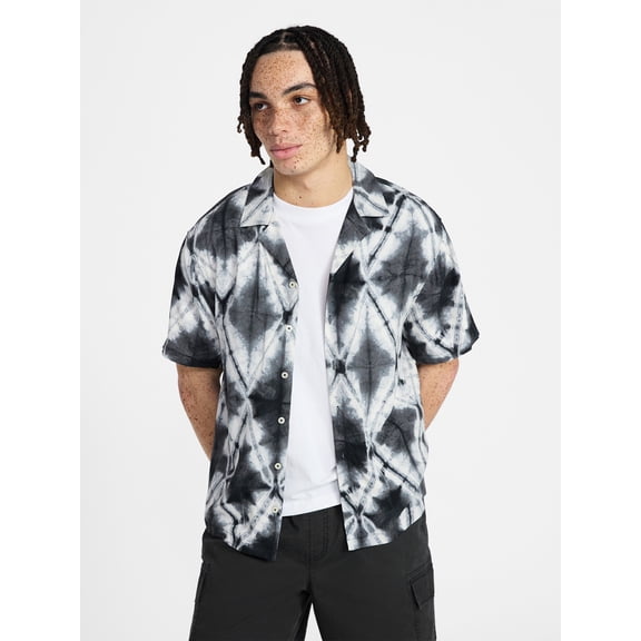 No Boundaries Rayon Shirt with Short Sleeves, Men's and Big & Tall XS-4XLT