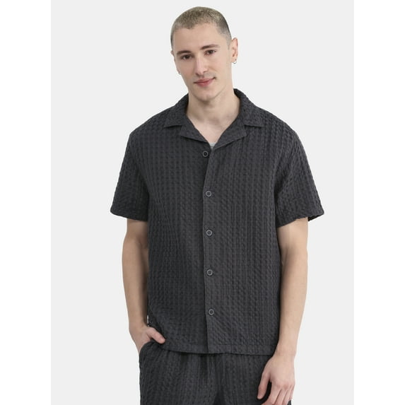 No Boundaries Men's & Big Men's Short Sleeve Textured Waffle Shirt, Sizes XS-5XL