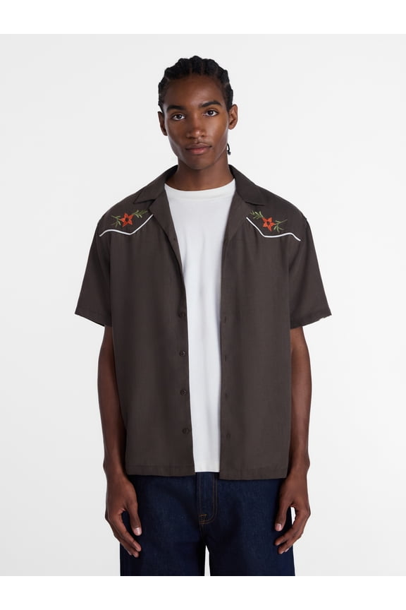 Embroidered Western Shirt with with Short Sleeves, Men's XS-5XB