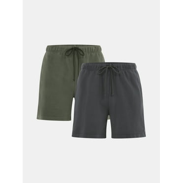 No Boundaries Soft Fleece Jogger Shorts, 6" Inseam, 2-Pack, Men's and Big Men's
