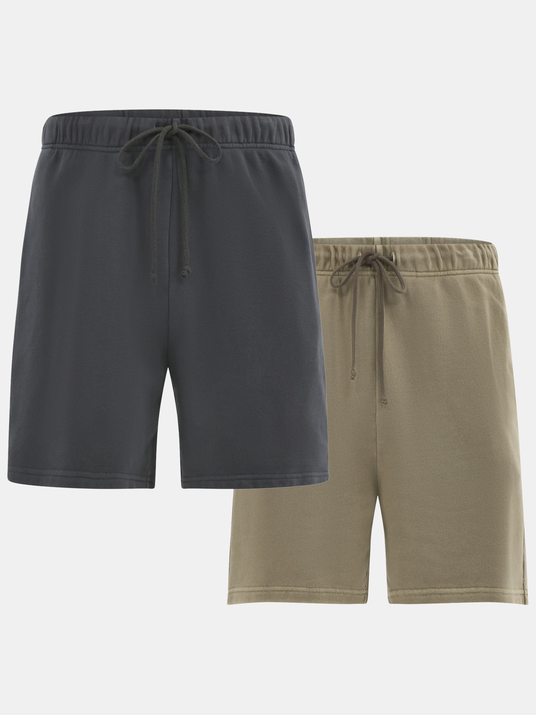 No Boundaries Soft Fleece Jogger Shorts, 6" Inseam, 2-Pack, Men's and Big Men's