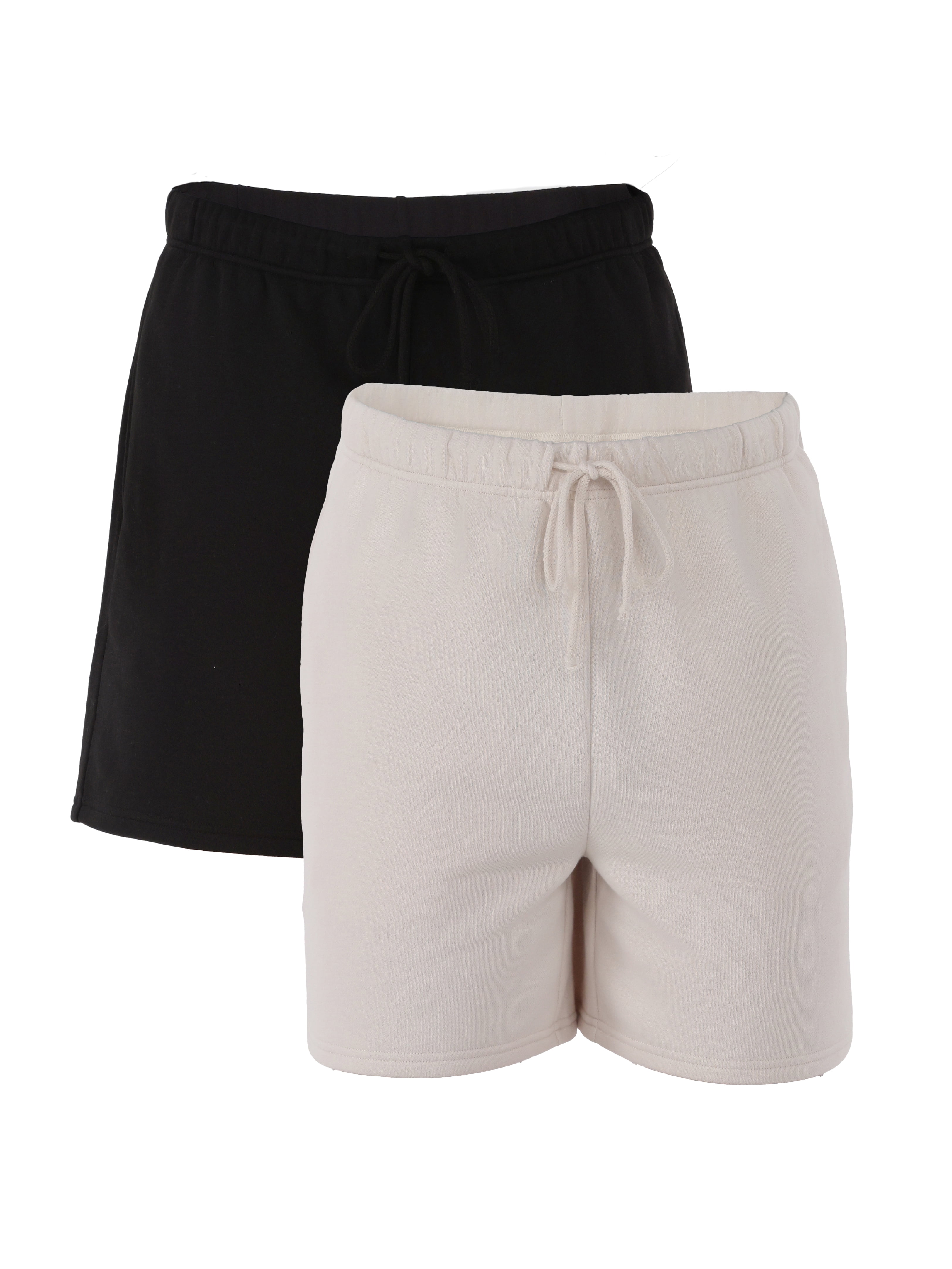 No Boundaries Soft Fleece Jogger Shorts, 6" Inseam, 2-Pack, Men's and Big Men's