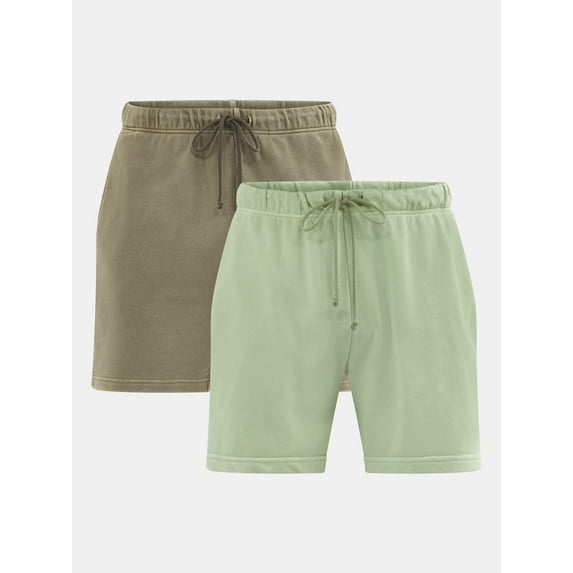 No Boundaries Soft Fleece Jogger Shorts, 6" Inseam, 2-Pack, Men's and Big Men's