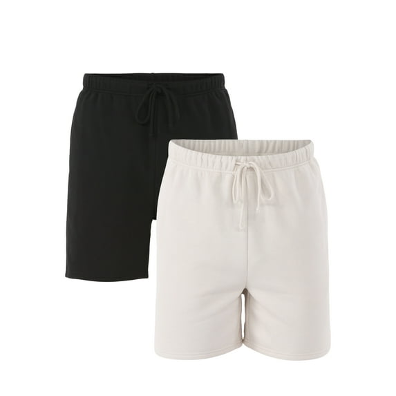No Boundaries Soft Fleece Jogger Shorts, 6" Inseam, 2-Pack, Men's and Big Men's