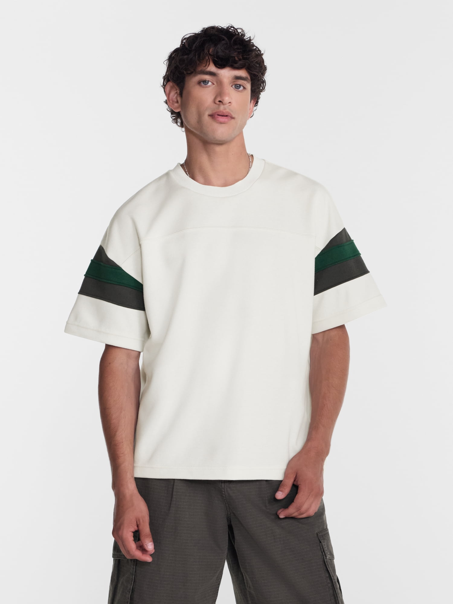 No Boundaries Sporty Color Block Tee with Short Sleeves, Men's & Big Men's XS-5XB
