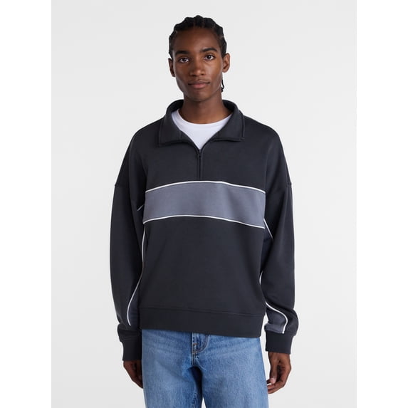 No Boundaries Men's & Big Men's Sporty Quarter Zip Sweatshirt, Sizes XS-5XB