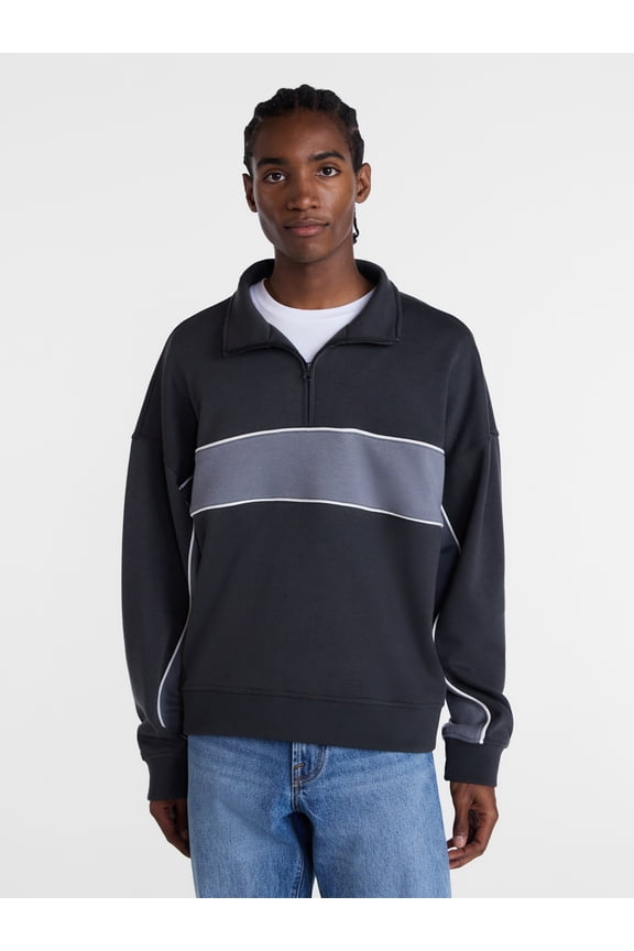 Sporty Quarter Zip Sweatshirt with Long Sleeves, Men's XS-5XB