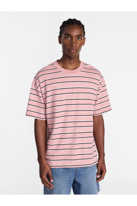 Stripe Pattern Tee with Short Sleeves, Men's XS-4XLT