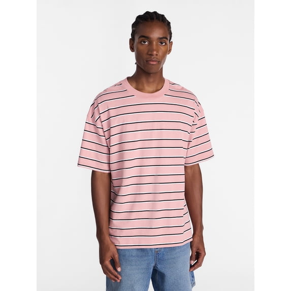 No Boundaries Stripe Pattern Tee with Short Sleeves, Men's XS-4XLT