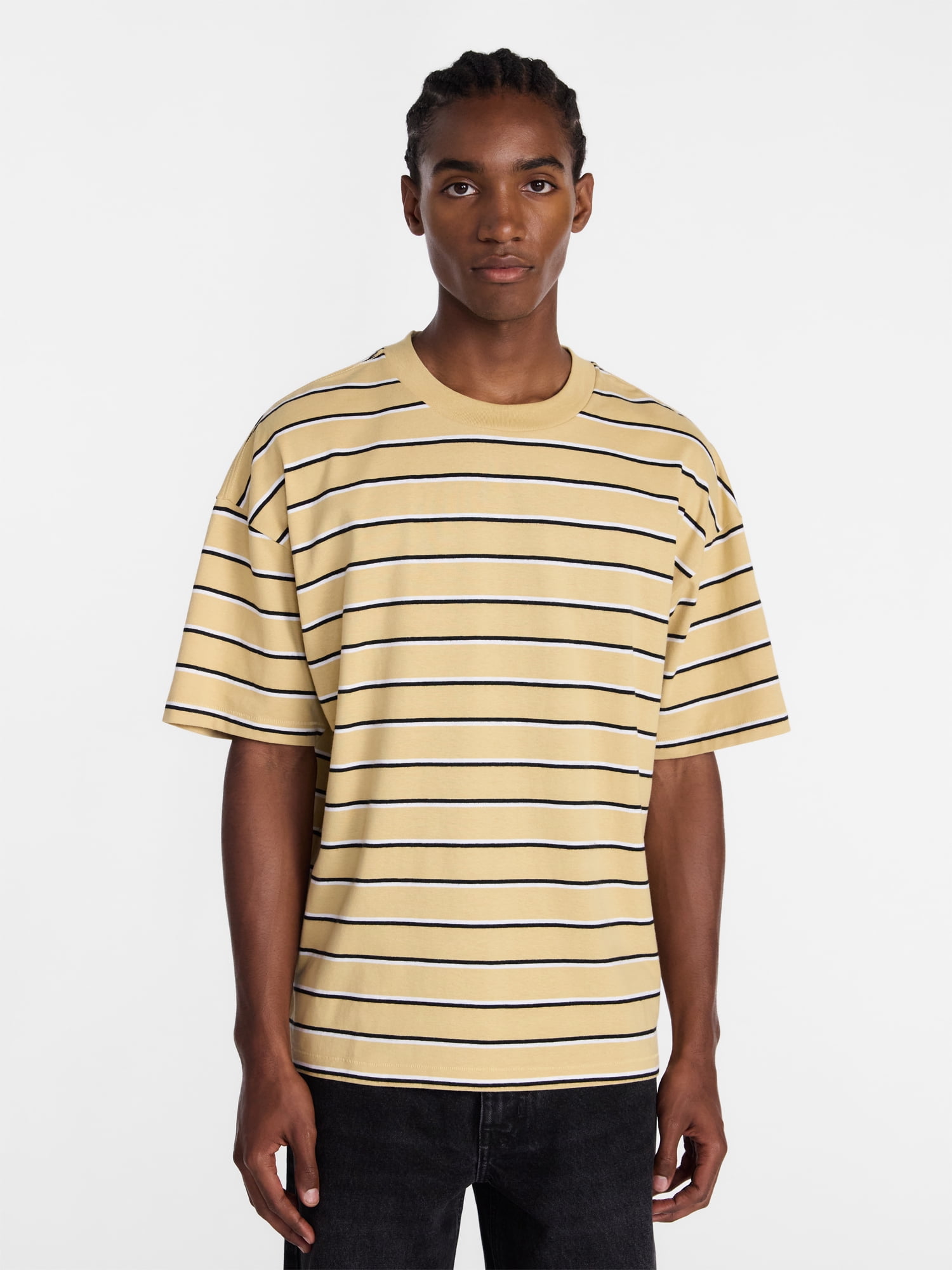 No Boundaries Stripe Pattern Tee with Short Sleeves, Men's XS-4XLT