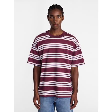 No Boundaries Stripe Pattern Tee with Short Sleeves, Men's XS-4XLT