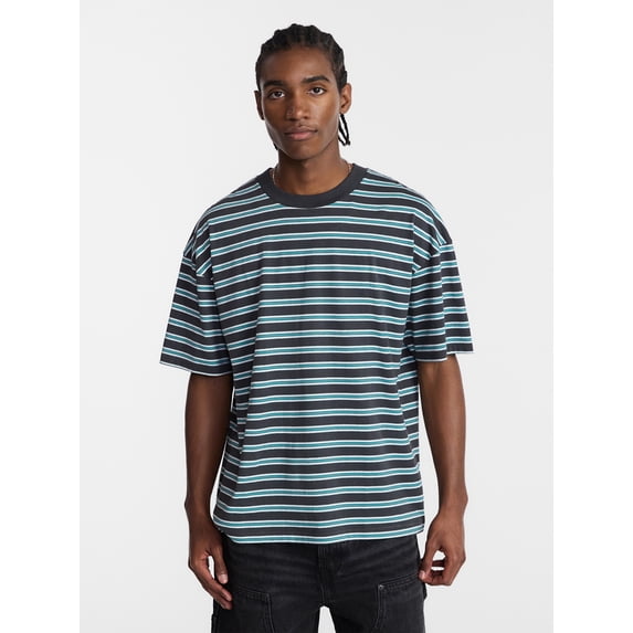 No Boundaries Stripe Pattern Tee with Short Sleeves, Men's XS-4XLT