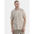 thumbnail image 1 of No Boundaries Men's & Big Men's Sweater Knit Polo Mesh Button Front Short Sleeve Shirt, Sizes XS-5XL, 1 of 5