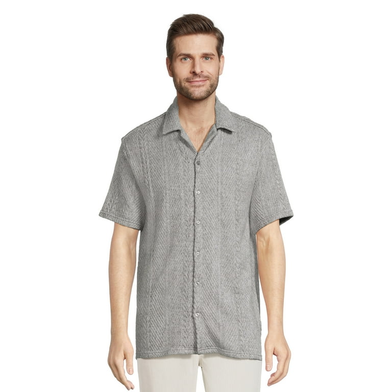 No Boundaries Men's & Big Men's Textured Resort Shirt, Sizes XS