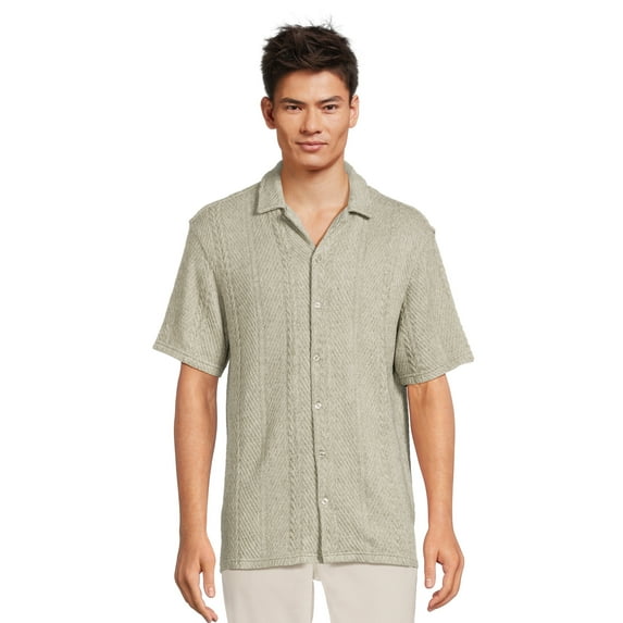 No Boundaries Men's & Big Men's Textured Resort Shirt, Sizes XS-3XL