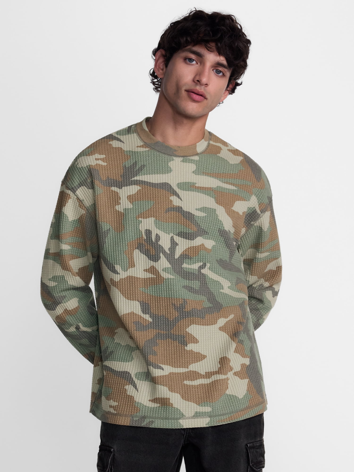 No Boundaries Boxy Fit Long Sleeve Thermal Shirt, Men's Sizes XS-4XLT