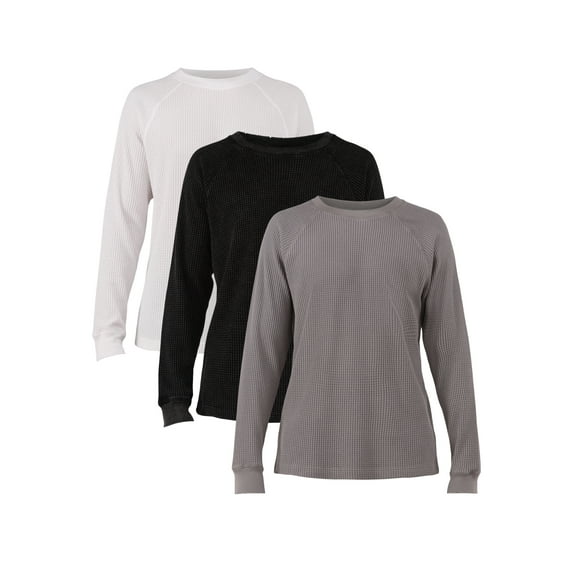 No Boundaries Men's & Big Men's Thermal Shirt with Raglan Sleeves, 3-Pack, Sizes XS-5XL