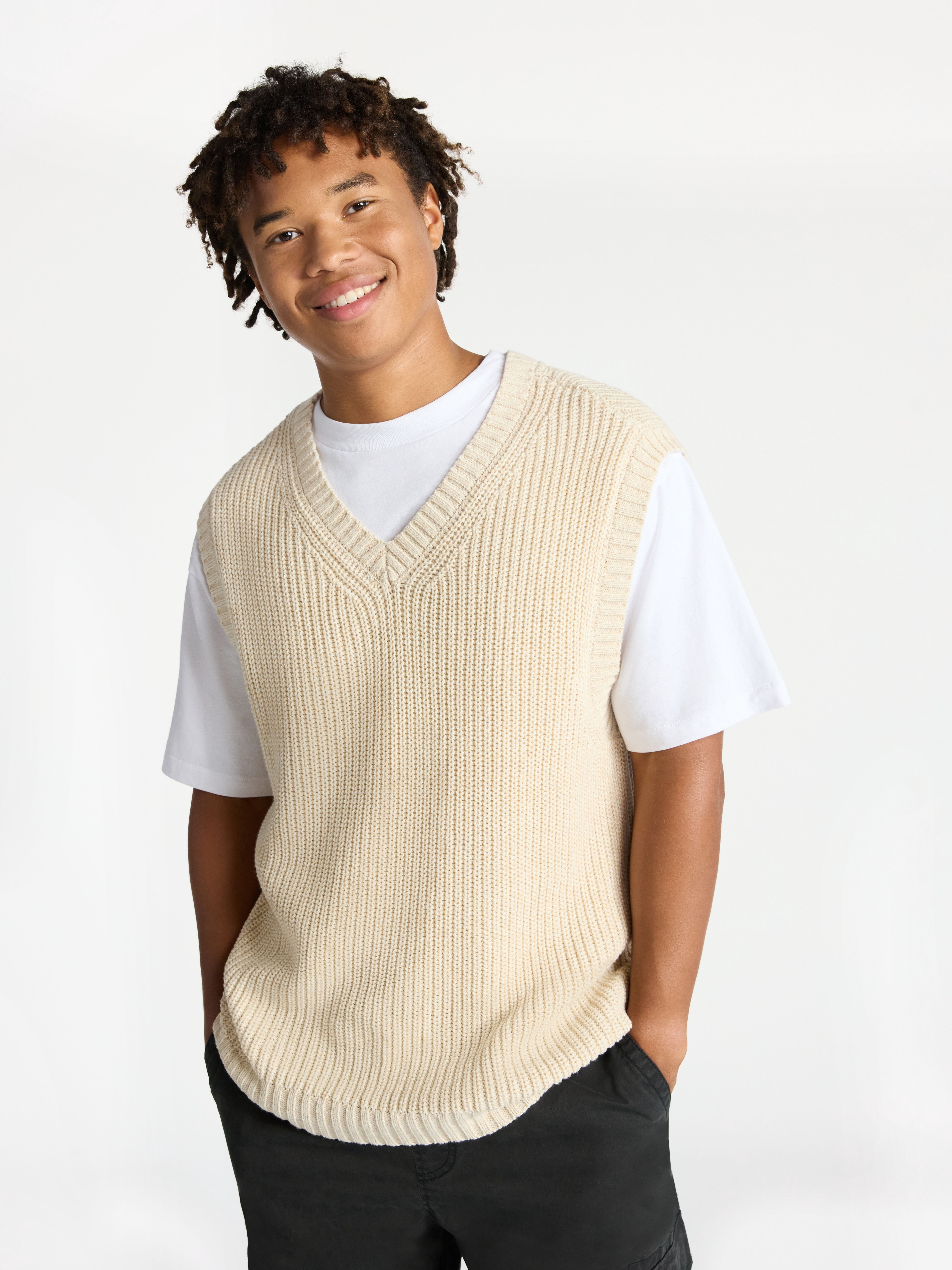 No Boundaries V Neck Marled Vest, Men's & Big Men's