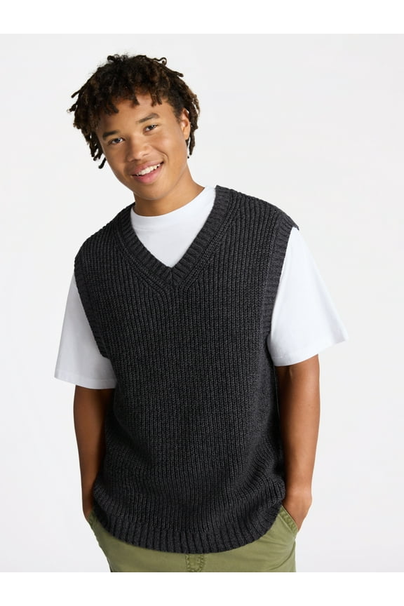 V Neck Marled Vest, Men's & Big Men's