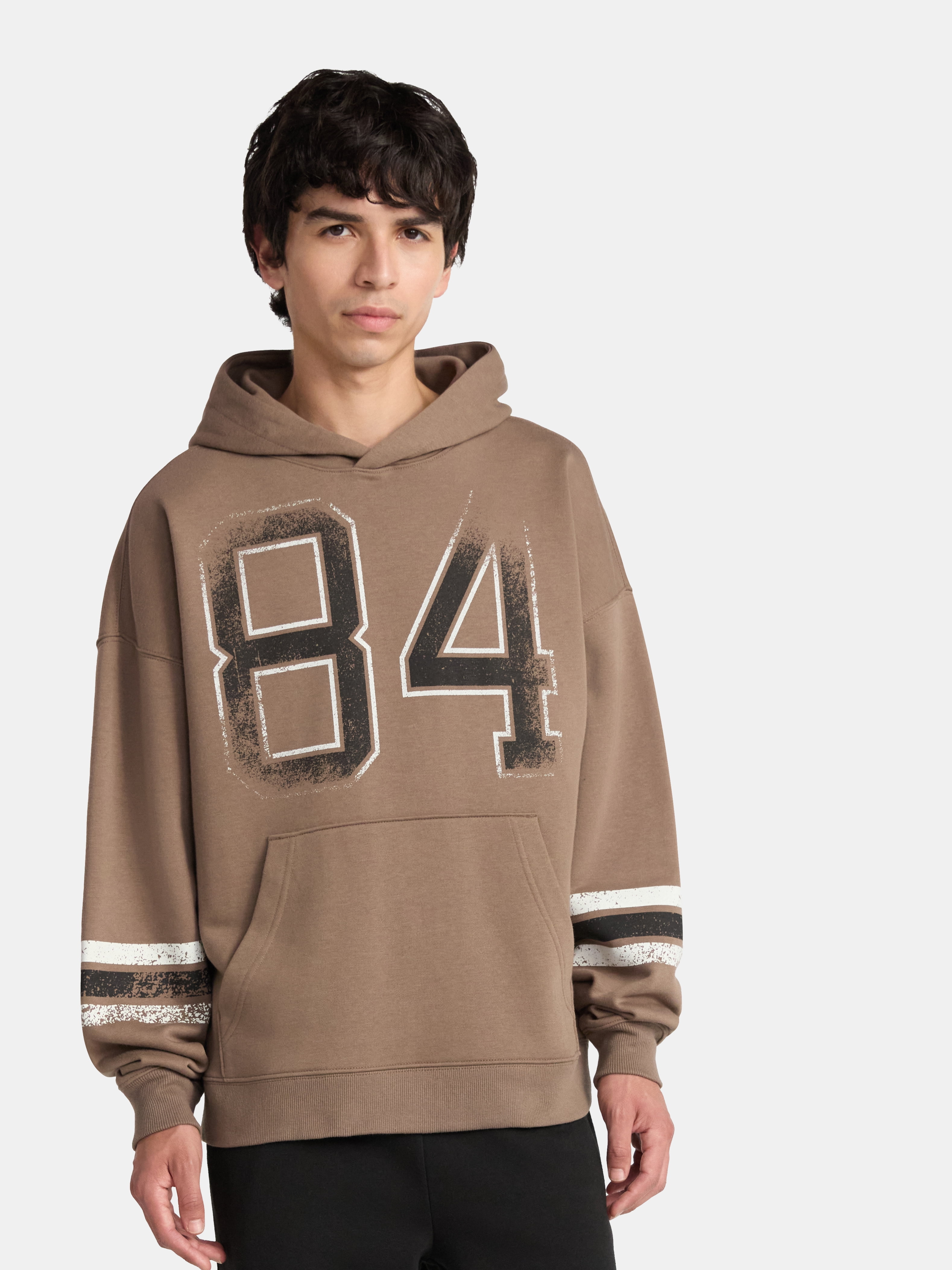 No Boundaries Varsity Hoodie with Long Sleeves, Men's & Big Men's