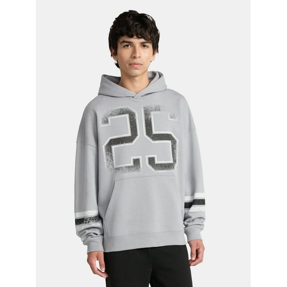 No Boundaries Varsity Hoodie with Long Sleeves, Men's & Big Men's