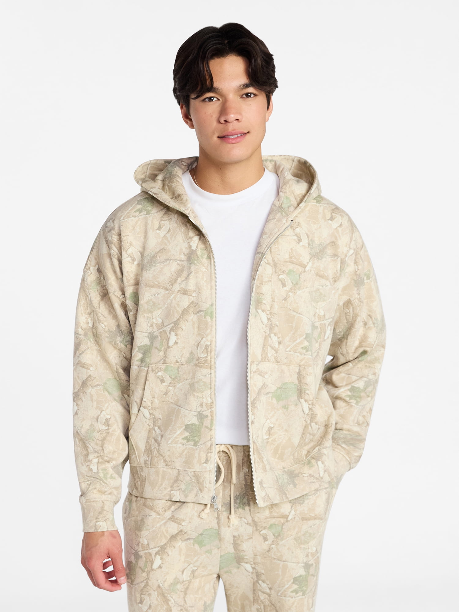 No Boundaries Zip Hoodie with Long Sleeves, Men's XS-4XLT