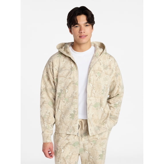 No Boundaries Zip Hoodie with Long Sleeves, Men's XS-4XLT