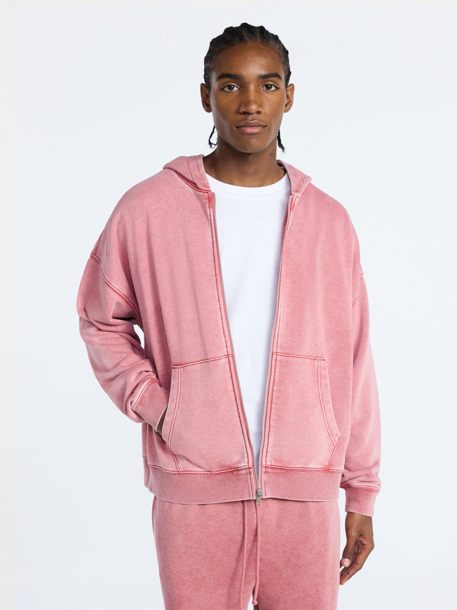 No Boundaries Zip Hoodie with Long Sleeves, Men's XS-4XLT