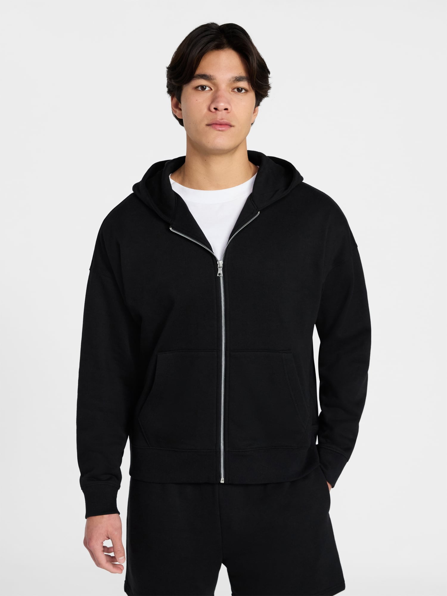 No Boundaries Zip Hoodie with Long Sleeves, Men's XS-4XLT