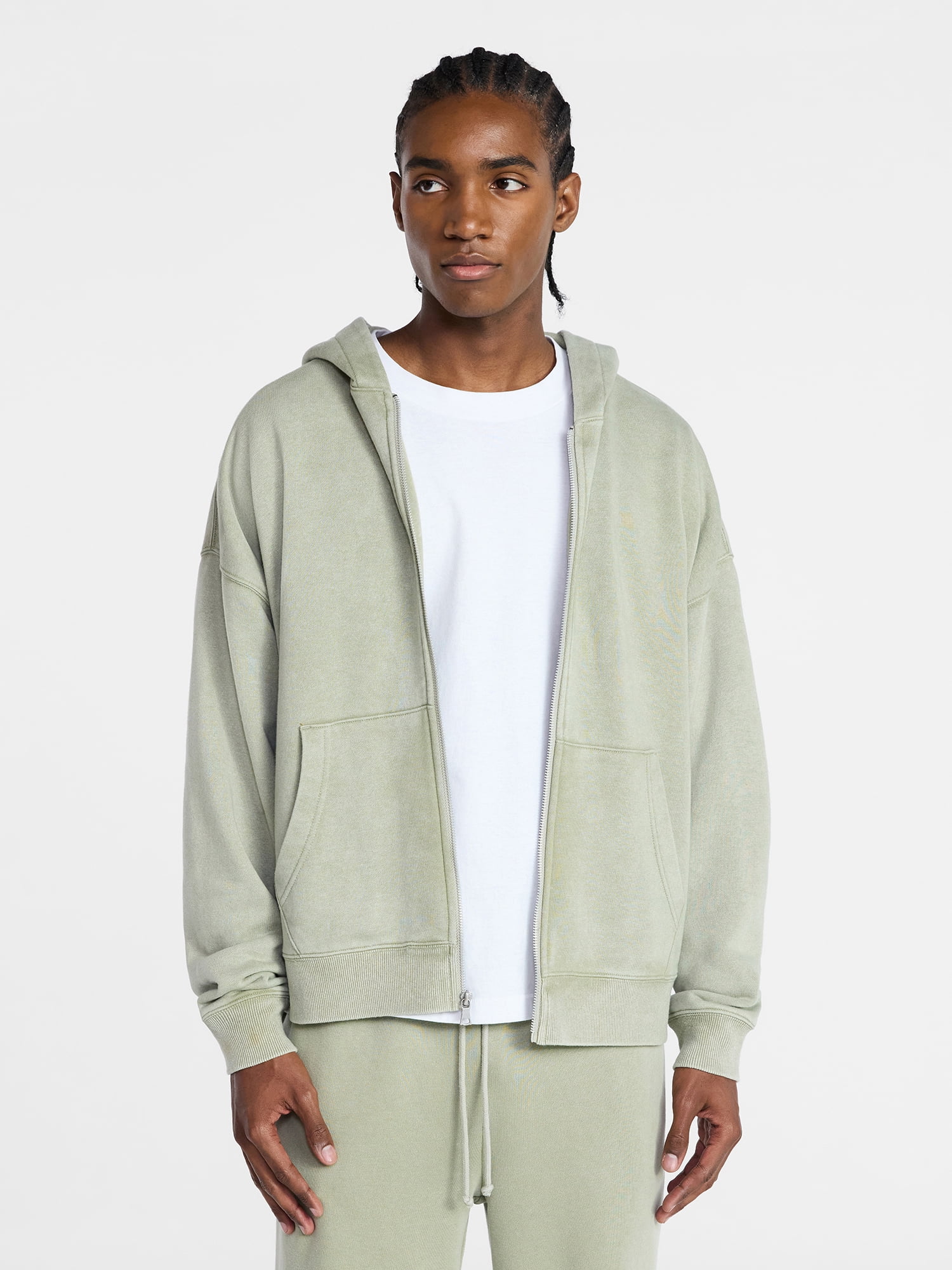 No Boundaries Zip Hoodie with Long Sleeves, Men's XS-4XLT