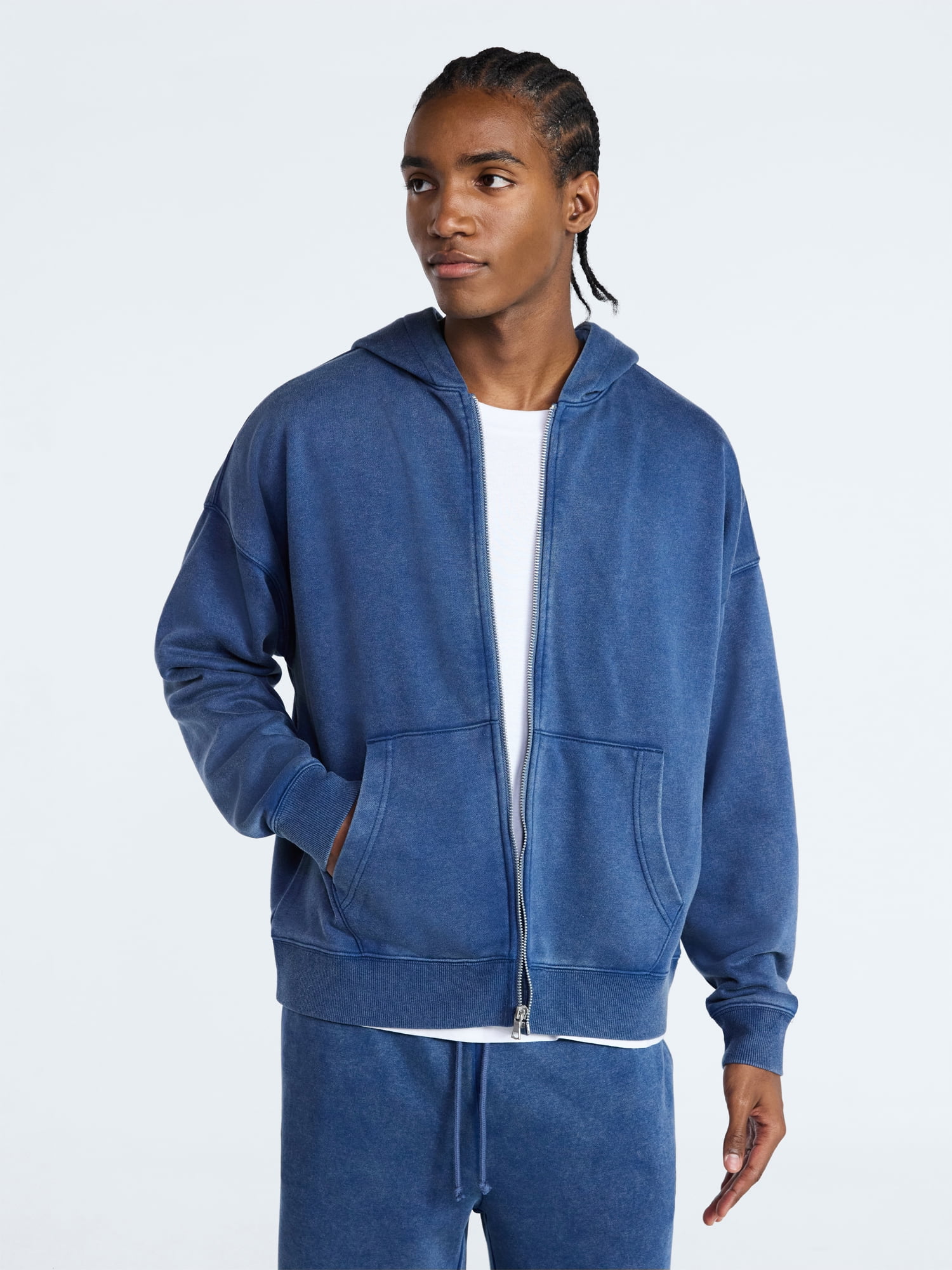 No Boundaries Zip Hoodie with Long Sleeves, Men's XS-4XLT
