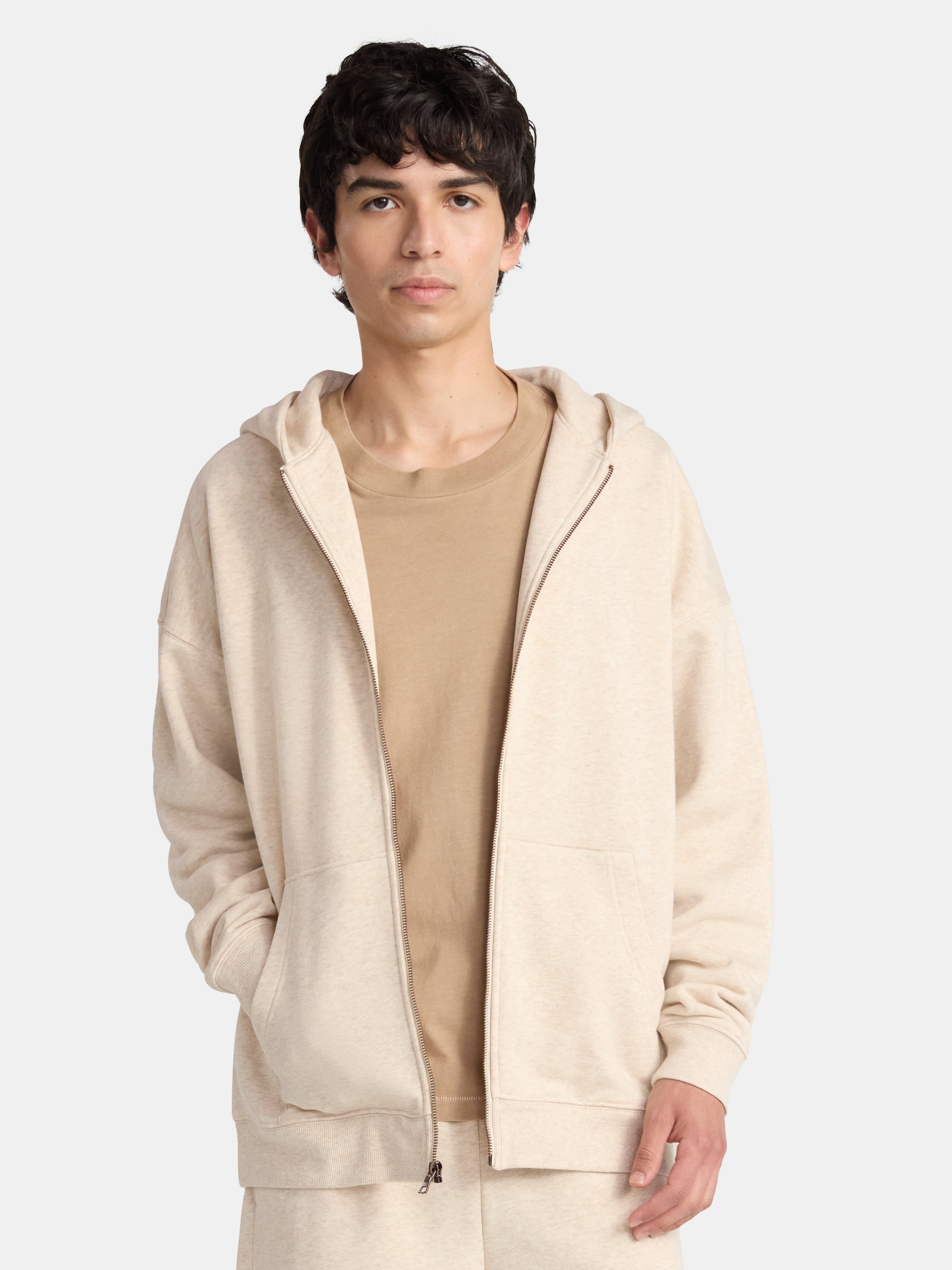 No Boundaries Zip Hoodie with Long Sleeves, Men's & Big Men's