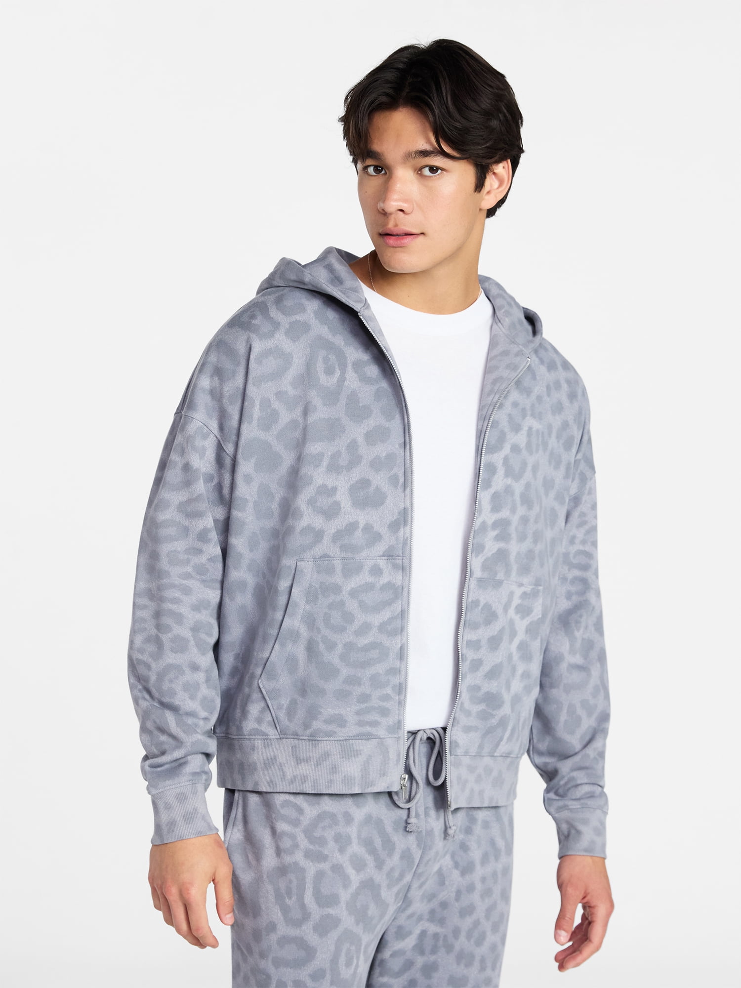 No Boundaries Zip Hoodie with Long Sleeves, Men's XS-4XLT